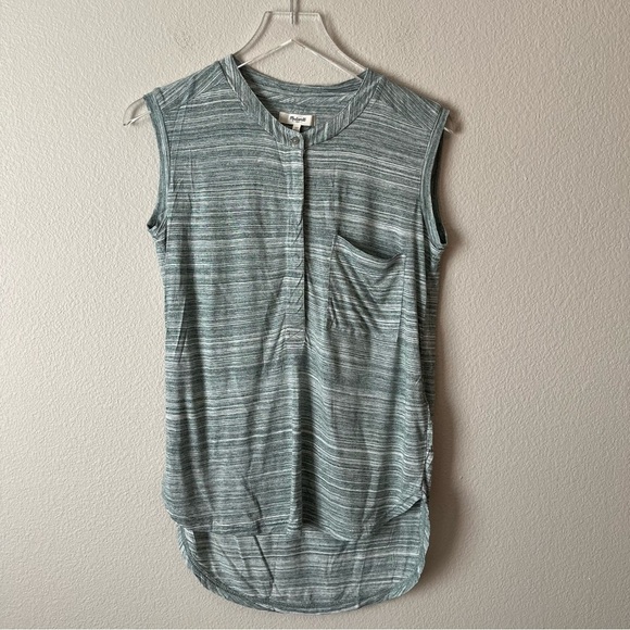 Madewell Forest Green Sleeveless Button Down Light Tunic Tank Top Size XS - Picture 1 of 5